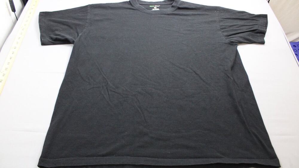 Style Wear Heavy Weight T Shirt Mens 2XL Black Solid Crew Neck Short Sleeve